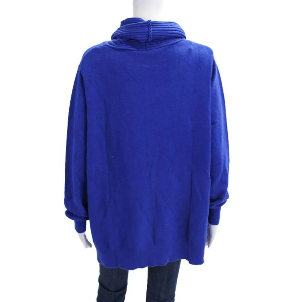 Renuar Womens Turtleneck Long Sleeve Medium Knit Sweater Solid Blue Size S